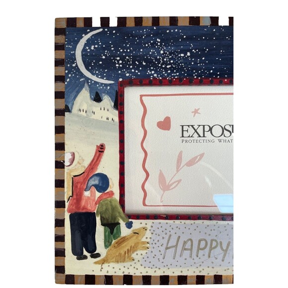 Vintage Exposures Hand Painted HAPPY NEW YEAR Picture Frame North Star UNIQUE - Picture 4 of 12